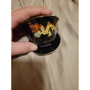 Chinese cobalt porcelain covered tea cup